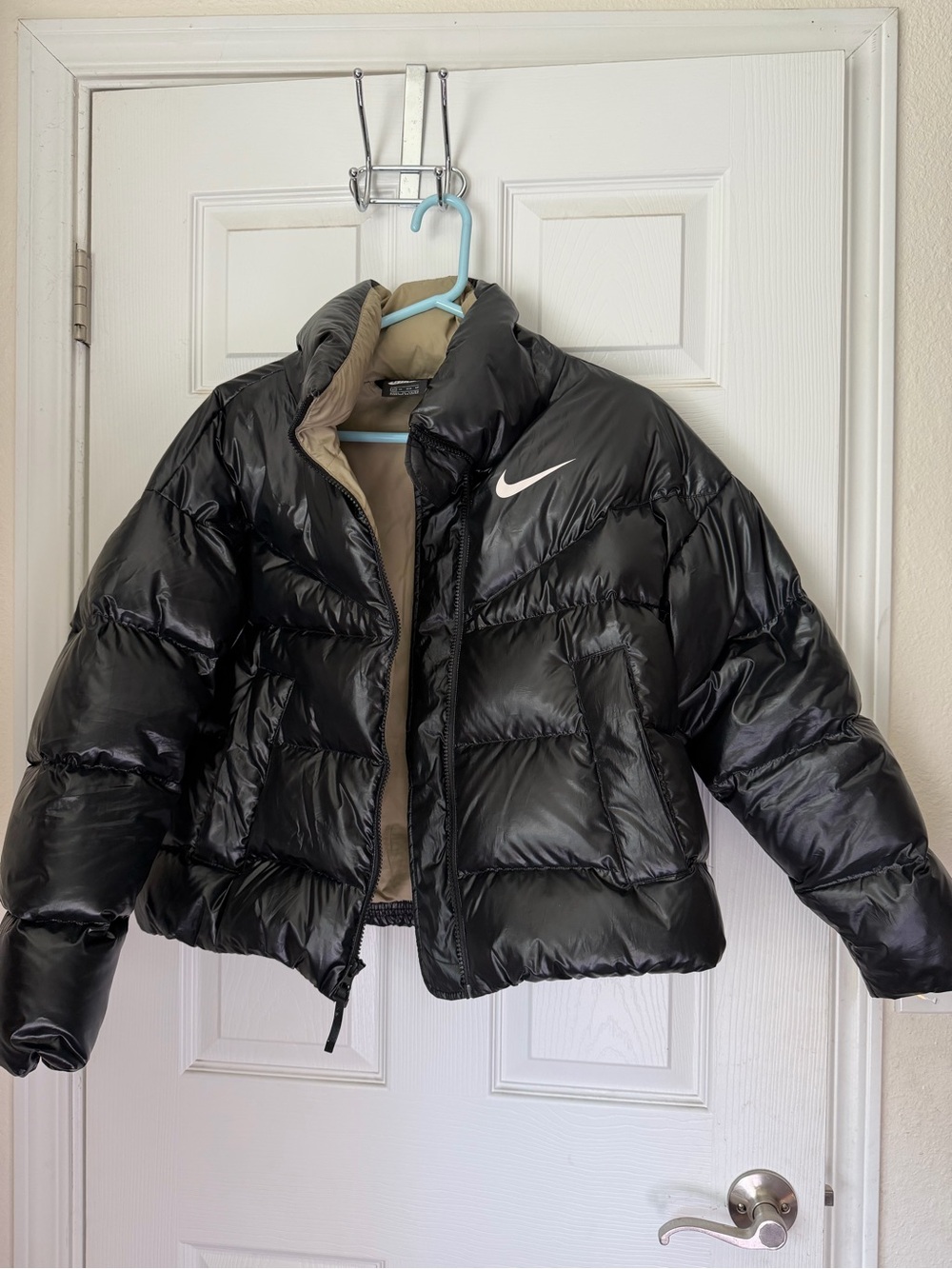 Women’s Nike Black Puffer Jacket with Tan Interior